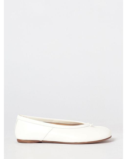 Maison Margiela Natural Tabi Calfskin Leather Ballet Flats With Split Toe