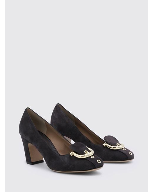 Ferragamo Black Gancini Suede Pumps