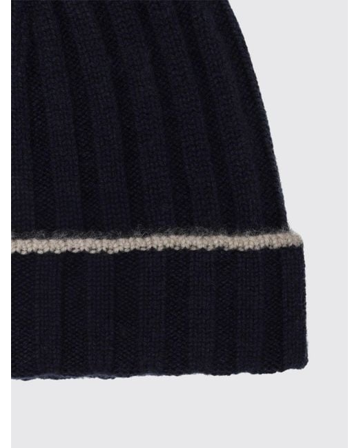 Brunello Cucinelli Blue Rib-Knit Pure Cashmere Beanie for men