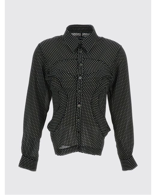 Junya Watanabe Black Polka Dot Print Slim Fit Jersey Shirt