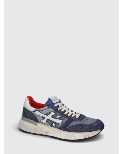 Premiata Blue Mick Suede And Nylon Sneakers for men