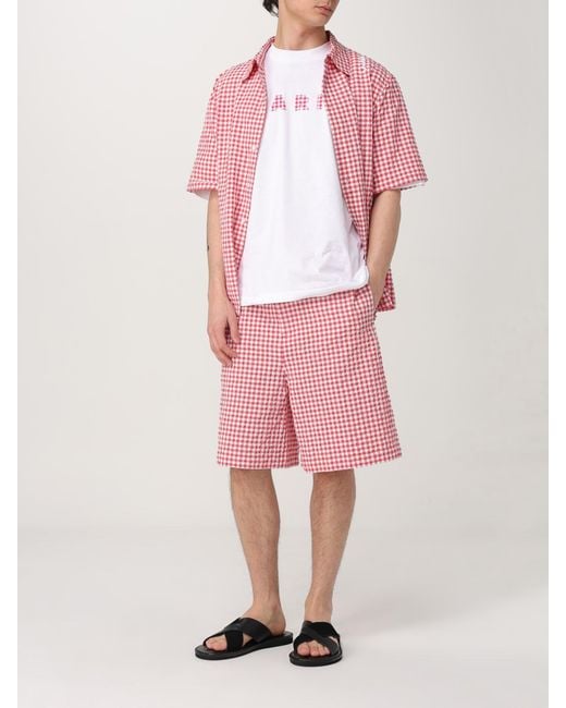 Marni Red Gingham Shorts for men