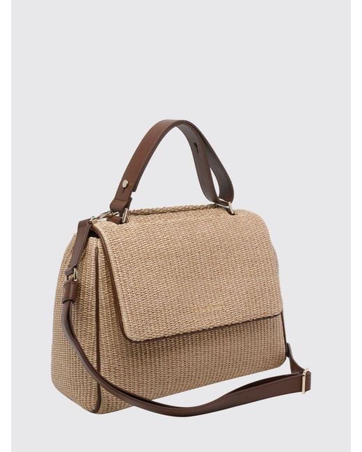 Orciani Natural Sveva Medium Raffia Handbag With Adjustable Shoulder Strap