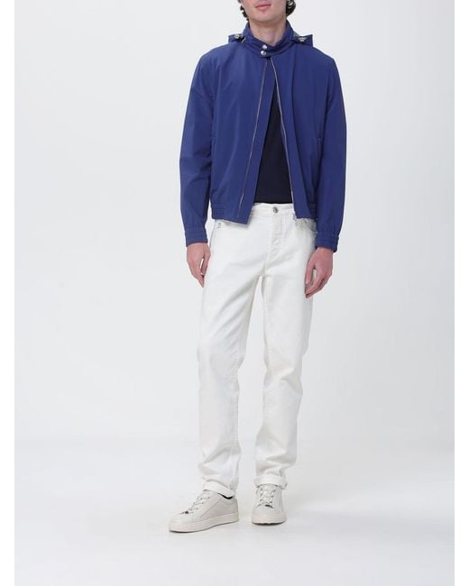 Brunello Cucinelli Blue Stretch Nylon Bomber Jacket for men
