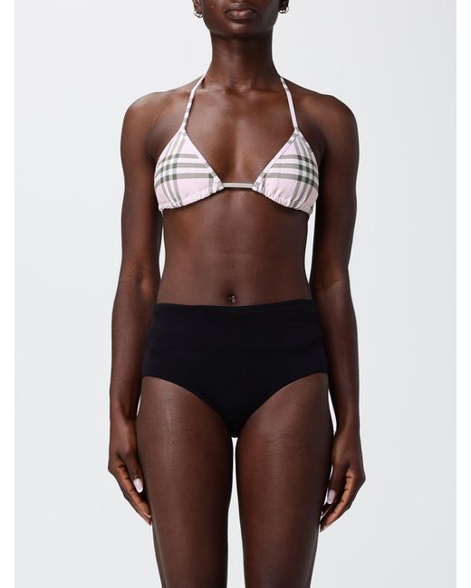 Burberry Pink Check Nylon Bikini Top