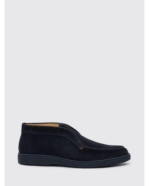 Santoni Blue Suede Desert Boots for men