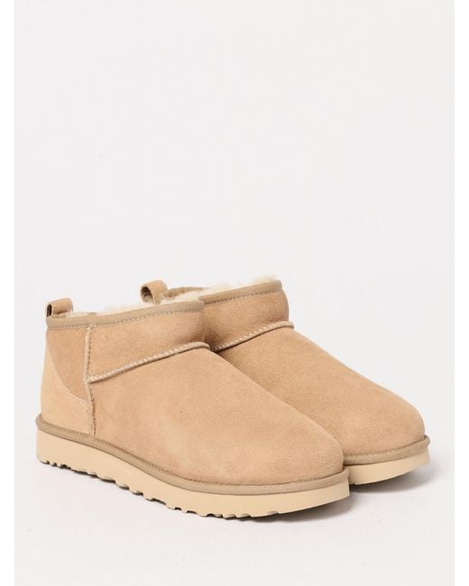 Ugg Natural Classic Boot With Suede Upper And Round Toe For Everyday Use