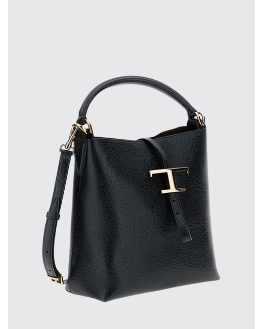 Tod's Black Grained Calfskin Shoulder Bag