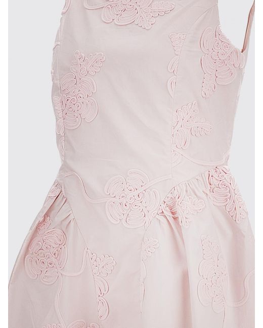 Vestido Midi De Algodón Con Bordados Florales ROTATE BIRGER CHRISTENSEN de color Pink