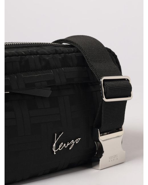 KENZO Black Printed Polyester Belt Bag for men
