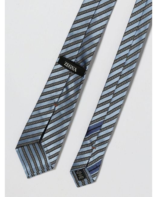 Zegna White Striped Silk Tie for men