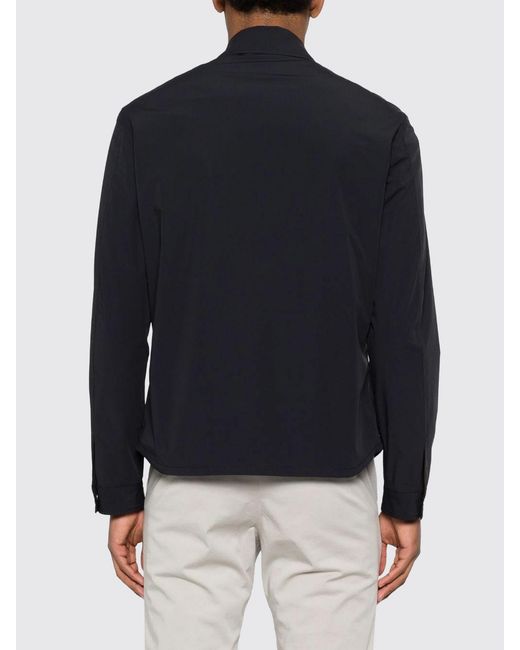 Lardini Blue Stretch Technical Fabric Shirt Jacket With Patch Pockets for men
