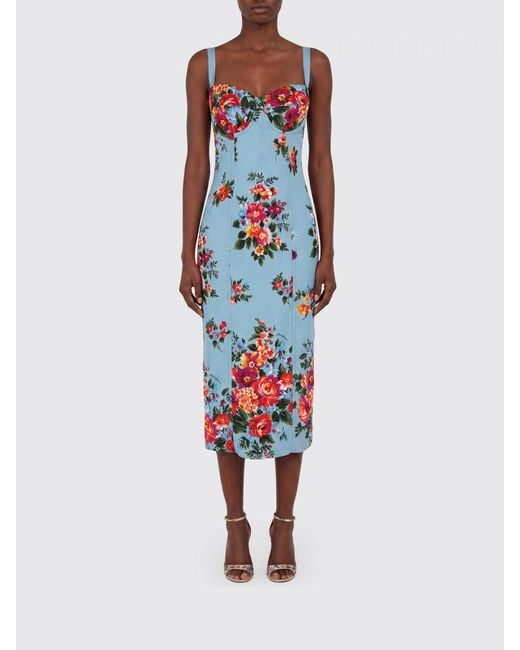 Dolce & Gabbana White Dolce &Amp Gabbana Floral Print Silk Blend Midi Dress