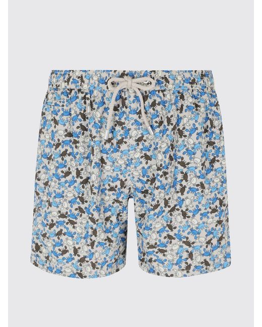 Mc2 Saint Barth Blue Graphic Print Swim Shorts With Drawstring Waist for men