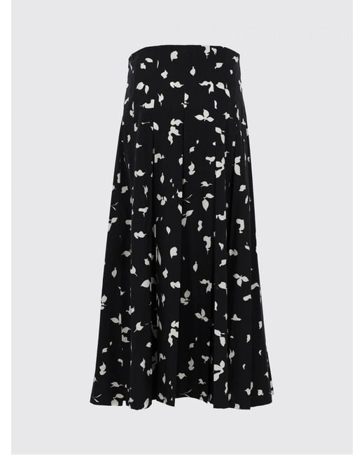 Alysi Black Printed Cotton Skirt