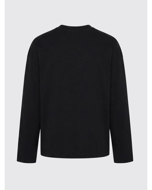 Jil Sander Blue Long-Sleeved Cotton T-Shirt With Contrast Logo for men
