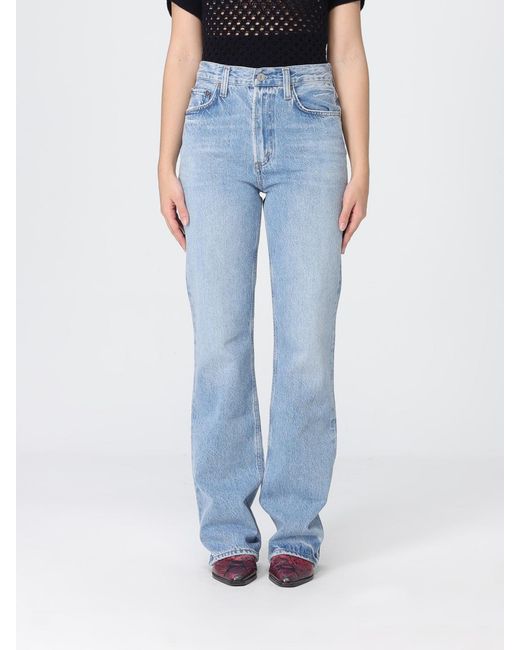 Agolde Blue Leena Flared Cotton Denim Jeans