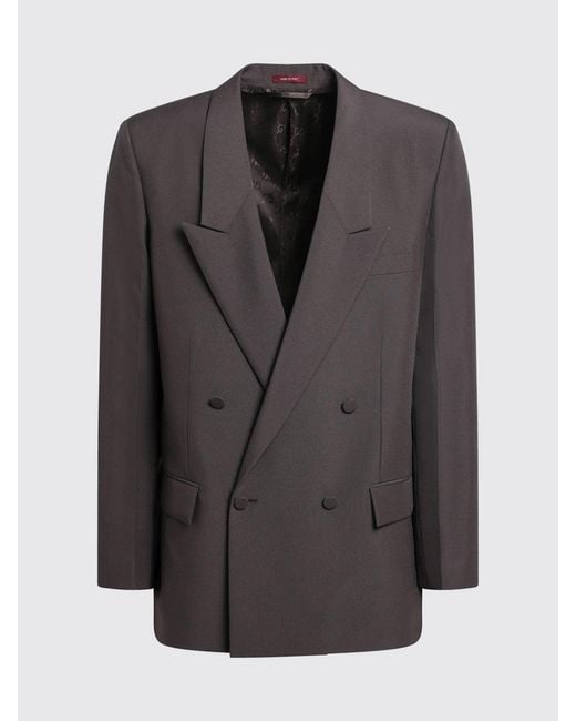 Gucci Black Double-breasted Jacket In Technical Panama for men