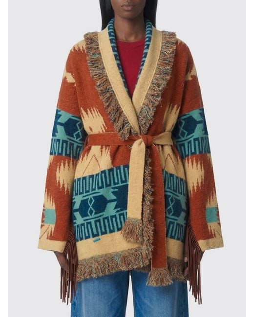Alanui Orange Golden Dusk Wool Blend Cardigan