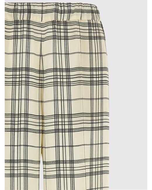 Jil Sander Natural High-Waisted Check Print Wide-Leg Viscose Trousers