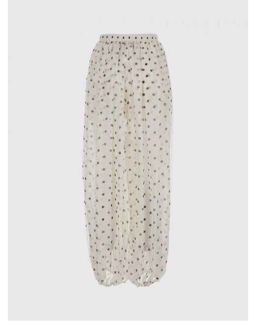 MSGM White Polka Dot Crêpe Wide Leg Trousers With Elasticated Waist