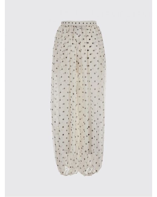MSGM White Polka Dot Crêpe Wide Leg Trousers With Elasticated Waist