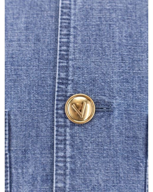 Valentino Blue Cotton Denim Saharan Jacket for men