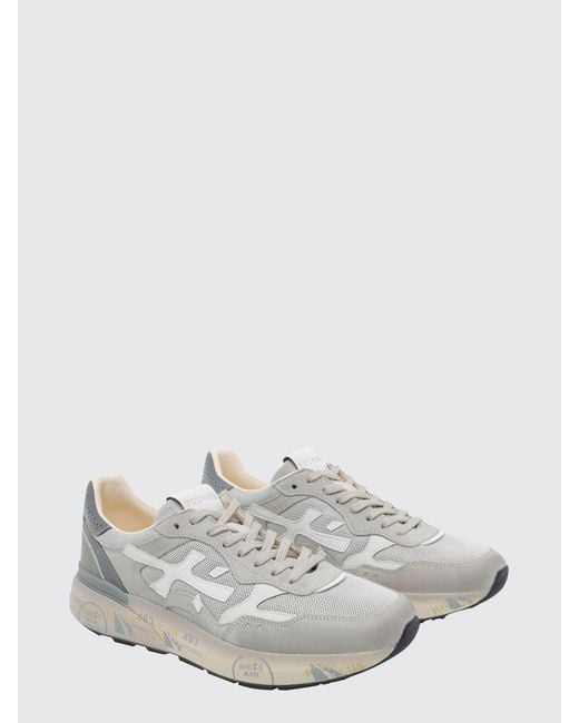 Premiata White Mick Suede And Nylon Sneakers for men