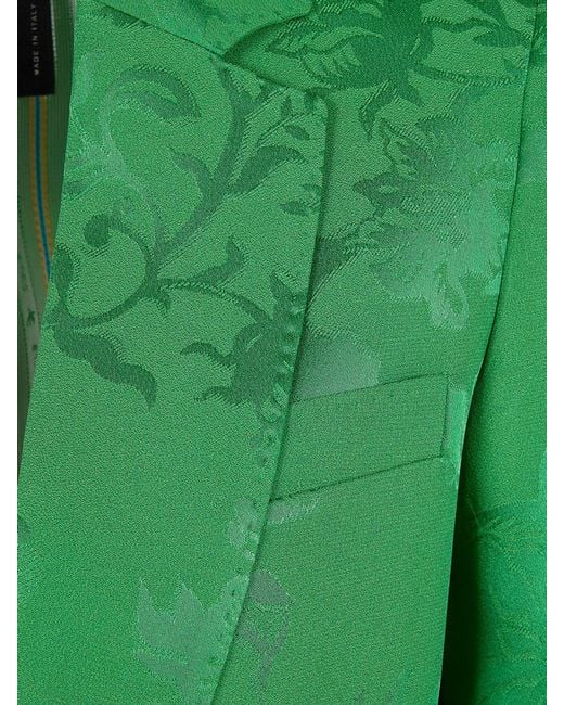 Etro Green Single-Breasted Viscose Blend Blazer With Paisley Motif