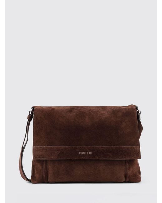 Orciani Brown Suede Shoulder Bag for men