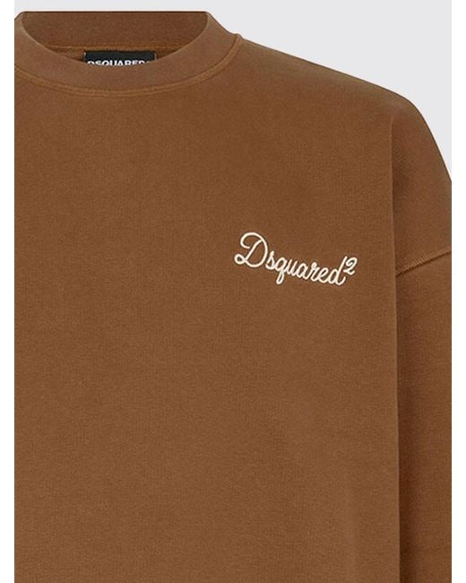 DSquared² Brown Cotton Crewneck Sweatshirt With Logo for men