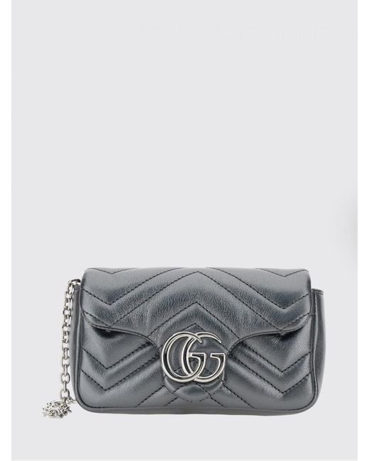 Gucci Gray Gg Marmont Quilted Nappa Mini Bag By With Chevron Motif