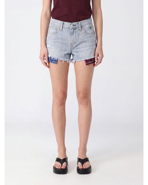 HTC Blue Studded Shorts With Bandana Print