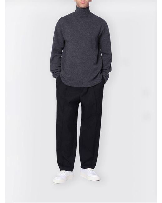 Jil Sander Blue Wool Turtleneck Sweater for men