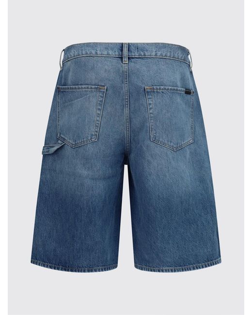 7 For All Mankind Blue Knee-Length Five-Pocket Cotton Shorts With Button Fly for men