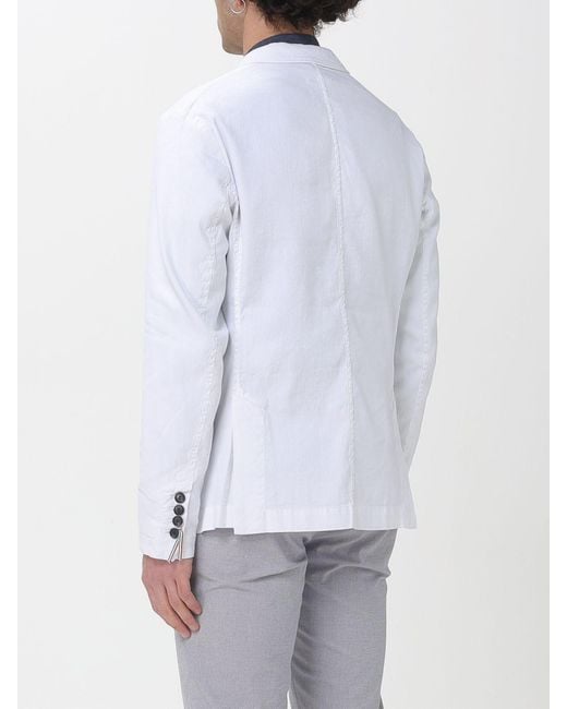 Mason's White Single Breasted Cotton And Linen Blazer for men