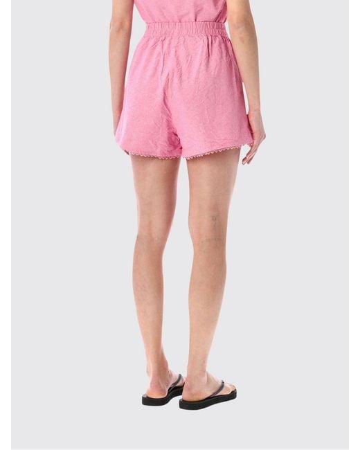 American Vintage Pink High-Waisted Cotton Shorts With Elasticated Waist