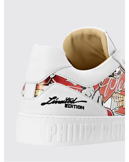 Philipp Plein White Notorious Leather Sneakers With Graphic Print for men