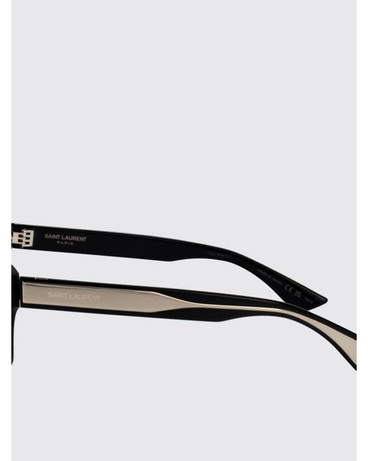Saint Laurent Black Acetate Aviator Sunglasses With Rectangular Shape And Logo for men