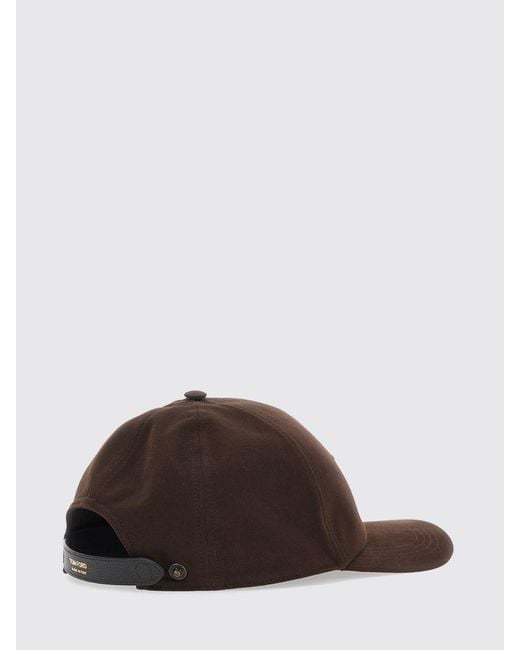 Tom Ford Brown Cotton Twill Baseball Cap With Embroidered Logo for men