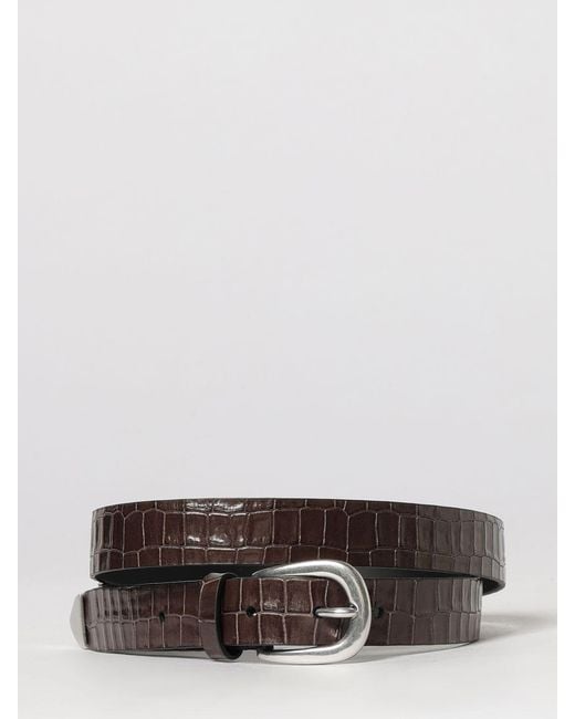 Paul Smith Brown Crocodile Print Leather Belt for men