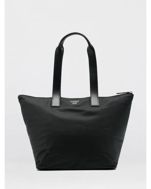 Emporio Armani Black Medium Recycled Nylon Shopping Bag for men