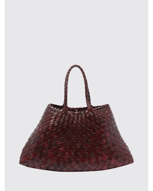 Dragon Diffusion Purple Santa Croce Flared Woven Leather Handbag With Braided Handles
