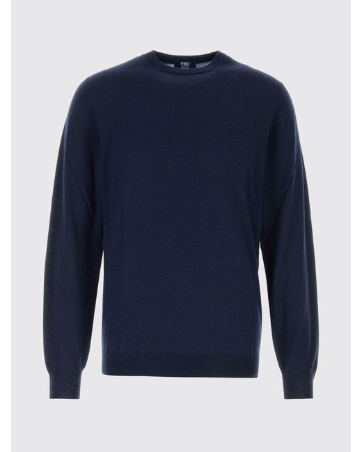 Fedeli Blue Virgin Wool Knit for men