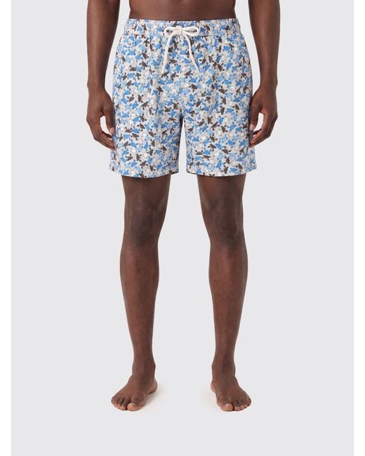 Mc2 Saint Barth Blue Graphic Print Swim Shorts With Drawstring Waist for men