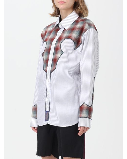 Maison Margiela White Checked Cotton Twill Shirt