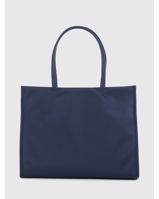 Tory Burch Blue Ella Small Nylon Tote Bag With Tone-On-Tone Double T Logo