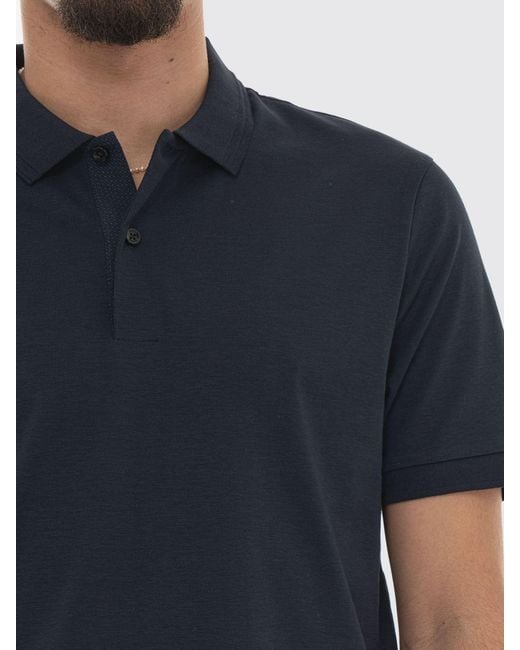 Boss Blue Short-Sleeved Cotton Polo Shirt With Ribbed Collar And Two-Button Placket for men