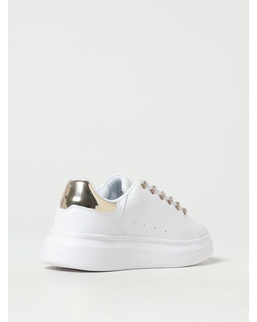 Just Cavalli White Platform Sneakers With Rhinestone Laces