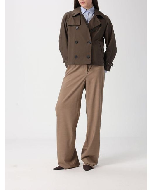Max Mara Brown Double Breasted Cotton Blend Trench Coat